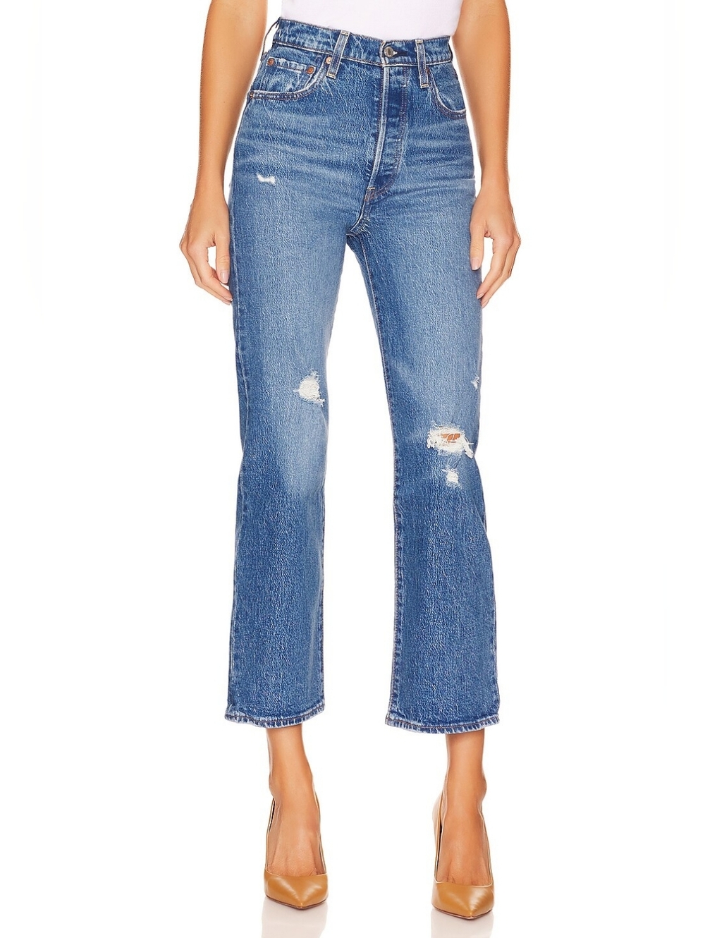 Levi’s Ribcage Straight Ankle Jeans Jive Tribe Women's Size 26 Festival Casual